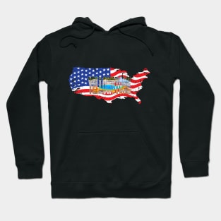 YELLOWSTONE - Prismatic Spring - Wyoming USA Flag Hoodie